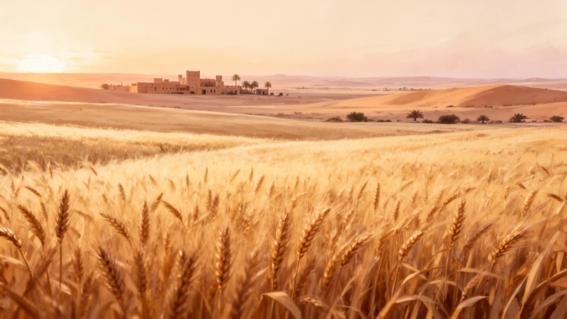 Golden wheat fields meeting coffee culture in Qatar